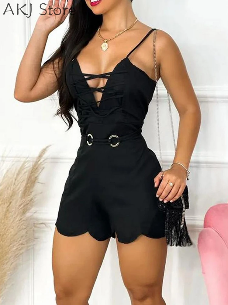 Women Sexy Solid Color Sleeveless Crisscross Deep V Neck Romper Spaghetti Strap Playsuits
Women Sexy Solid Color Sleeveless Crisscross Deep V Neck Romper Spaghetti Strap Playsuits