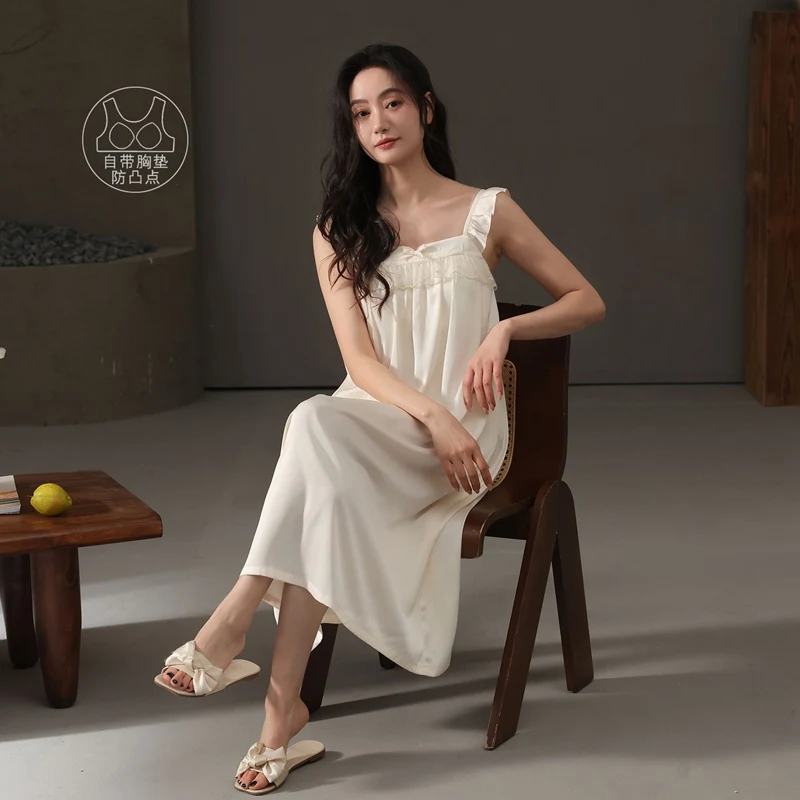 2026 Summer Sexy Lingerie Spaghetti Strap Ice Silk Satin Nightgowns for Women Cute Lace Sleepwear Nightdress Night Dress Nighty
2026 Summer Sexy Lingerie Spaghetti Strap Ice Silk Satin Nightgowns for Women Cute Lace Sleepwear Nightdress Night Dress Nighty