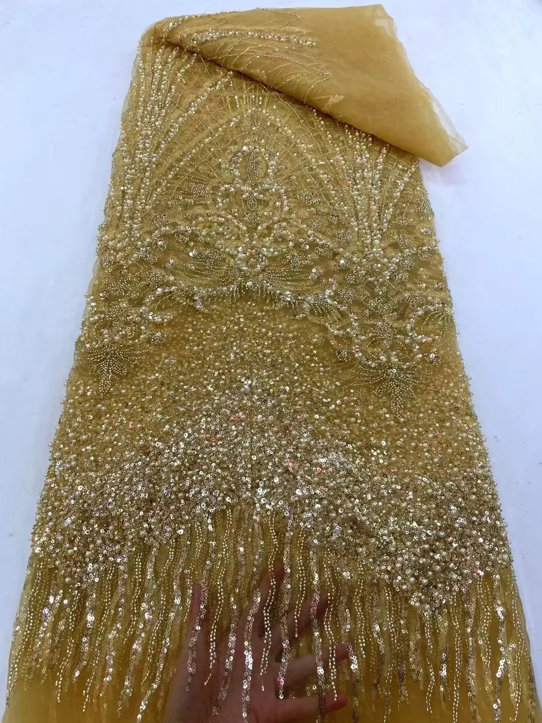 African Groom Lace Fabric 2025 French Beaded Lace Fabric Nigerian Sequins Embroidery Net Lace Fabrics For Bridal Party Dresses
African Groom Lace Fabric 2025 French Beaded Lace Fabric Nigerian Sequins Embroidery Net Lace Fabrics For Bridal Party Dresses