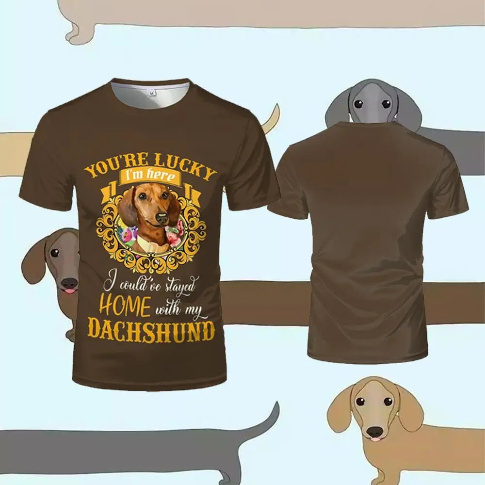 Fun Dachshund Pattern Printed T-shirt For Summer Street Dog Walking Casual Short-sleeve Men And Women Dachshund Lover Top Gift
Fun Dachshund Pattern Printed T-shirt For Summer Street Dog Walking Casual Short-sleeve Men And Women Dachshund Lover Top Gift