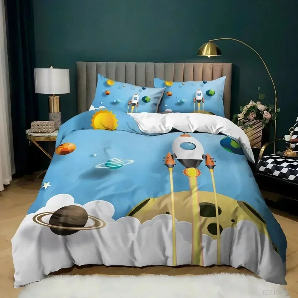 Top 3D Cartoon Duvet Cover Set Science Fiction Space Themed with Earth and Rocket,Decorative Bedding Set,Queen Size Quilt Cover
Top 3D Cartoon Duvet Cover Set Science Fiction Space Themed with Earth and Rocket,Decorative Bedding Set,Queen Size Quilt Cover