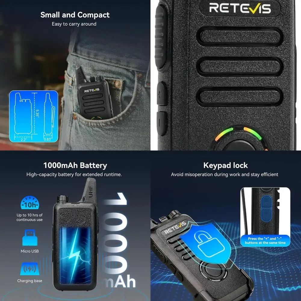 RT22S 2 Way Radios Rechargeable,Long Range Walkie Talkies with Earpiece and Mic Set,Channel Display,Signal Prompt,Handsfree Port
RT22S 2 Way Radios Rechargeable,Long Range Walkie Talkies with Earpiece and Mic Set,Channel Display,Signal Prompt,Handsfree Port