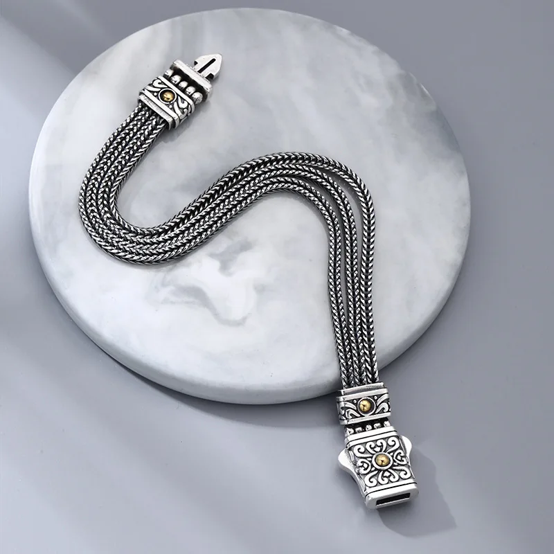 925 sterling silver fox tail bracelet thick type men's multi-layer personality Thai silver retro trendy jewelry
925 sterling silver fox tail bracelet thick type men's multi-layer personality Thai silver retro trendy jewelry
