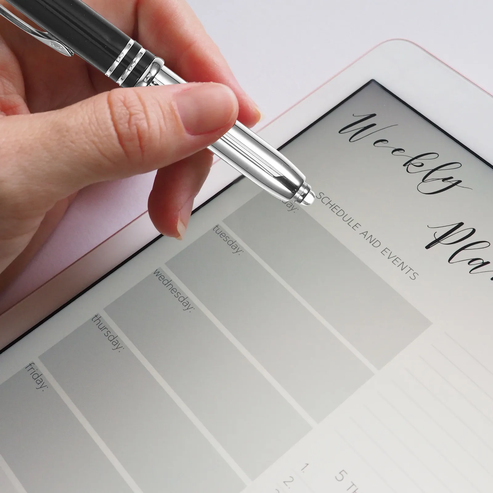 Multi-Function 3-in-1 Stylus Pen with LED Light Ballpoint Tip High Brightness Touchscreen Compatible Portable Writing Tool
Multi-Function 3-in-1 Stylus Pen with LED Light Ballpoint Tip High Brightness Touchscreen Compatible Portable Writing Tool