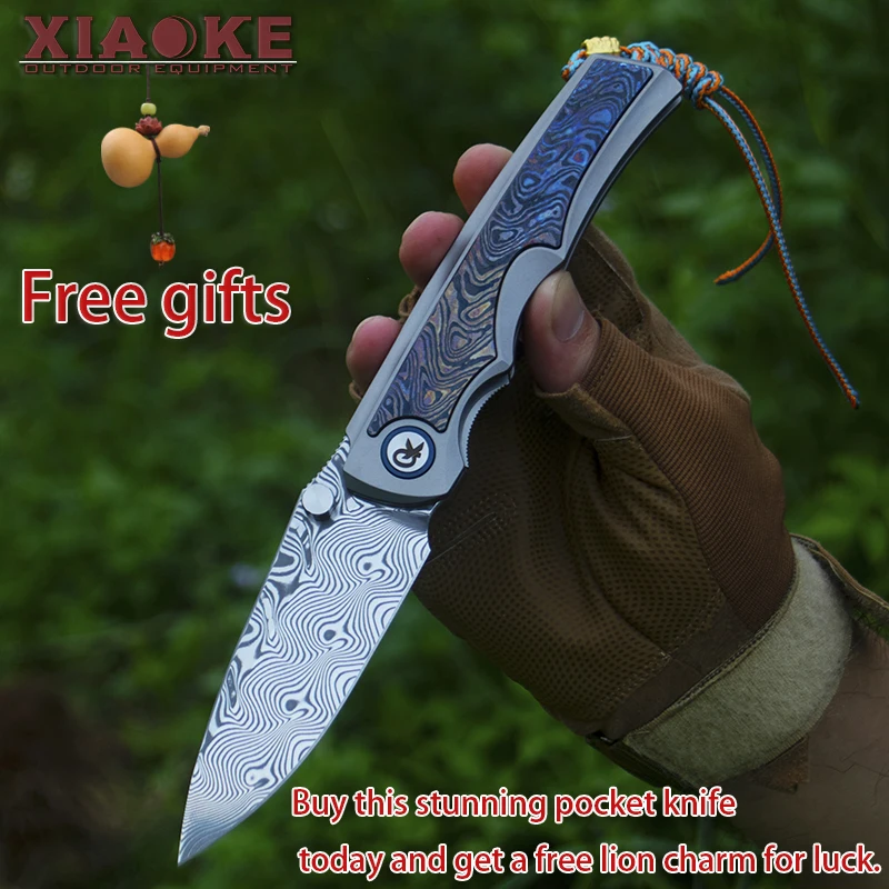 High-End EDC Folding Knife - Damascus Steel RWL34/PMC27, TC4 Titanium Handle w/ Zirconium Mosaic - Collector's Pocket Knife
High-End EDC Folding Knife - Damascus Steel RWL34/PMC27, TC4 Titanium Handle w/ Zirconium Mosaic - Collector's Pocket Knife