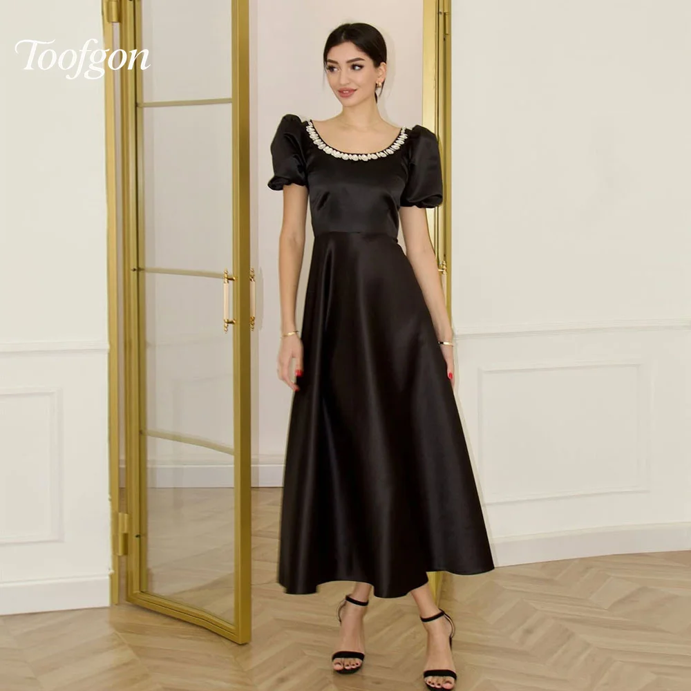 Toofgon Elegant O Neck Black Prom Dresses Customized Satin A Line Crystal Beaded Formal Party Dresses Wedding Engagement Gown
Toofgon Elegant O Neck Black Prom Dresses Customized Satin A Line Crystal Beaded Formal Party Dresses Wedding Engagement Gown