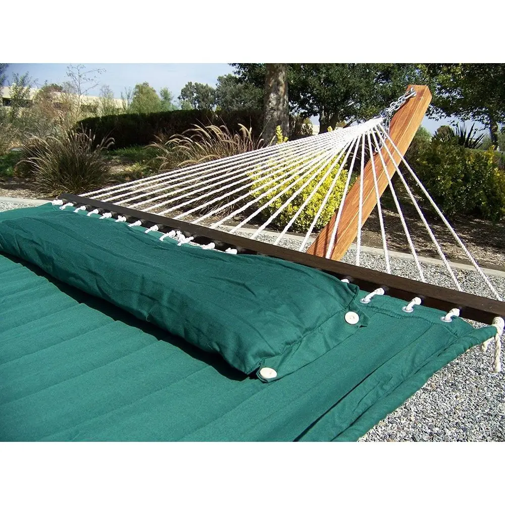 Elegant Green Double Padded 2-Person Quilted Hammock Bed with Pillow, 425 lbs Capacity
Elegant Green Double Padded 2-Person Quilted Hammock Bed with Pillow, 425 lbs Capacity