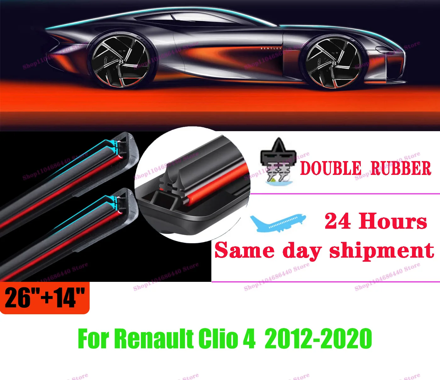 Car Wiper for Renault Clio 4 2012-2020 2013 2014 2015 2016 26" +14" Double rubber Front Wiper Blades Brushes Cutter Accessories
Car Wiper for Renault Clio 4 2012-2020 2013 2014 2015 2016 26" +14" Double rubber Front Wiper Blades Brushes Cutter Accessories