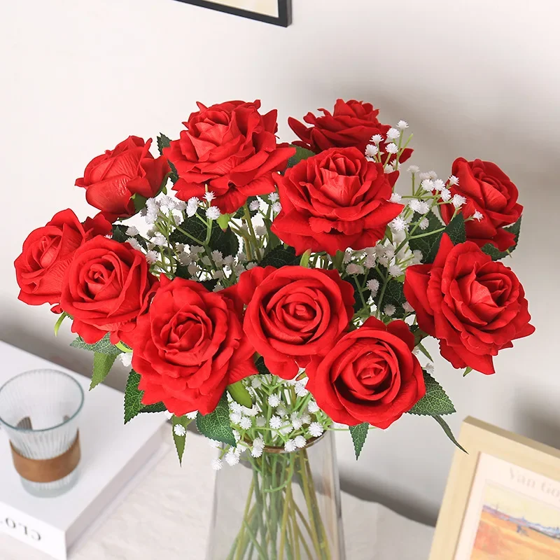 10 шт., имитация одной бархатной розы, цветочное украшение ручной работы, вазы, аксессуары, уличные свадебные принадлежности, шелковые цветы
10 шт., имитация одной бархатной розы, цветочное украшение ручной работы, вазы, аксессуары, уличные свадебные принадлежности, шелковые цветы