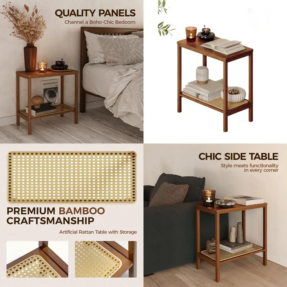 Прикроватная тумбочка в стиле Mid-Century Modern с 2 ярусами из ротанга для гостиной, для небольших помещений, в стиле бохо
Прикроватная тумбочка в стиле Mid-Century Modern с 2 ярусами из ротанга для гостиной, для небольших помещений, в стиле бохо