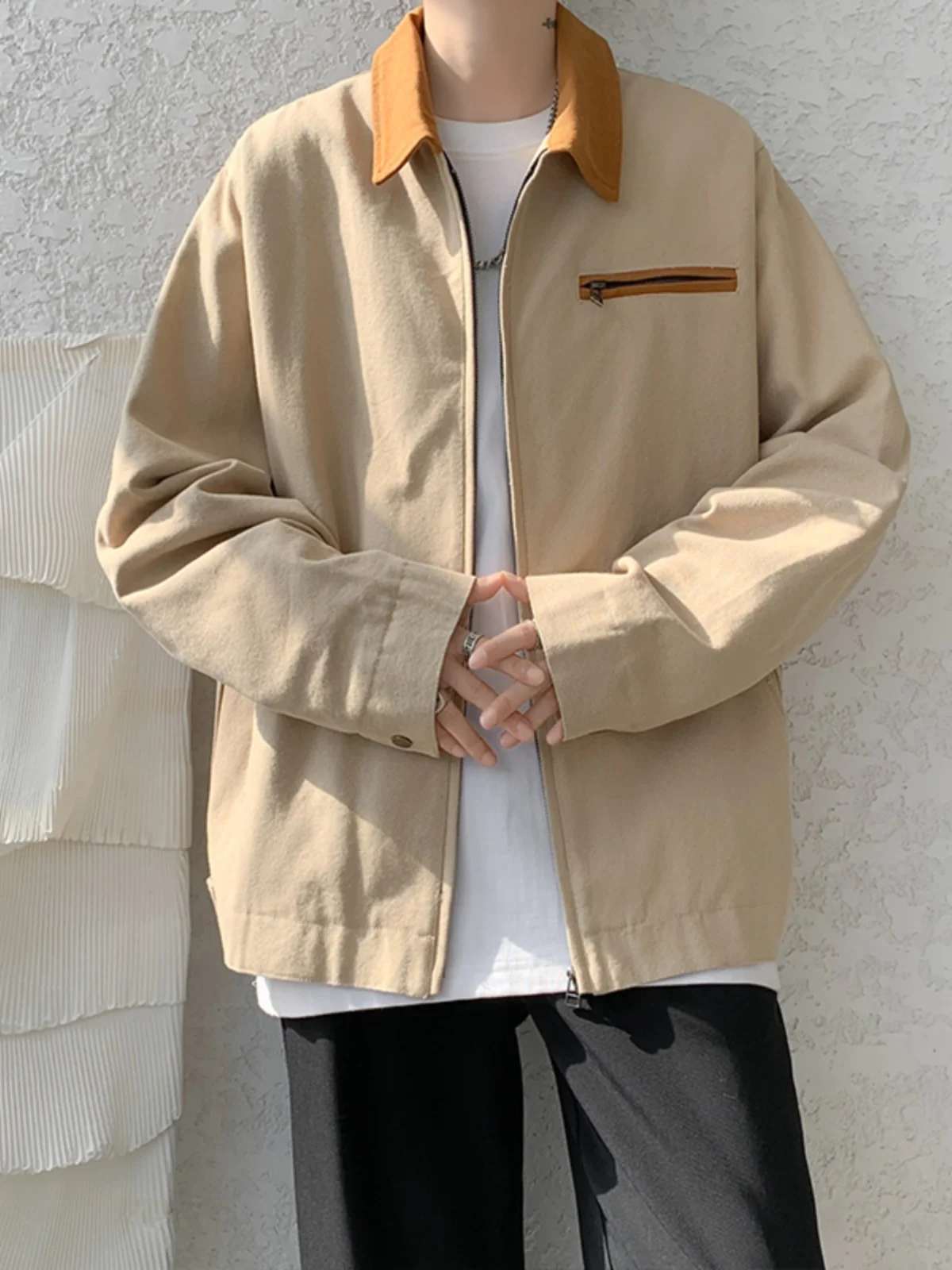 Khaki Canvas Adstrative Jaet Men's Outerwear American Vintage Workwear Oversized Winter Long Sve Zipper Closure
Khaki Canvas Adstrative Jaet Men's Outerwear American Vintage Workwear Oversized Winter Long Sve Zipper Closure