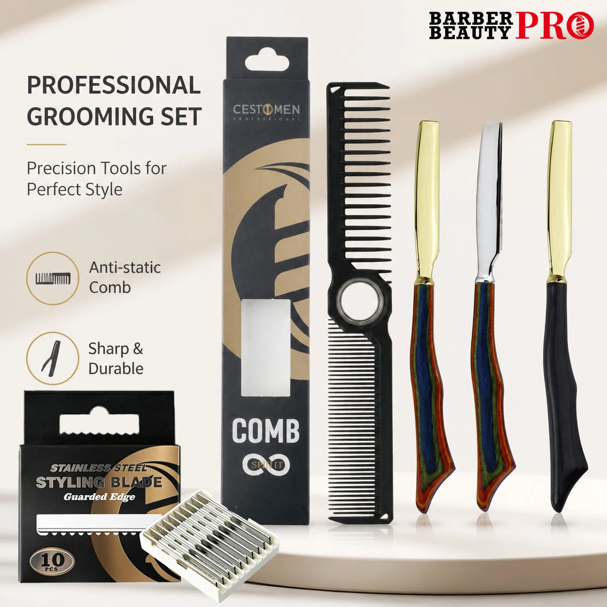 2Pcs 360° Dual Spining Comb and Thinning Razor Set - Wide and Fine Tooth Cutting Comb Hairdressing Razor for Barber & Home Use
2Pcs 360° Dual Spining Comb and Thinning Razor Set - Wide and Fine Tooth Cutting Comb Hairdressing Razor for Barber & Home Use