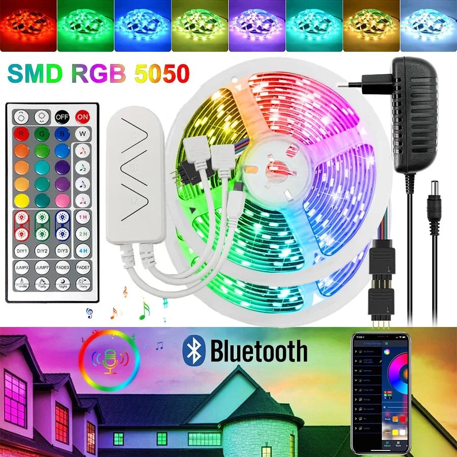 Led Strip RGB Light SMD5050 DC12V 5M-20M Smart Bluetooth Flexible Lamp Remote Control for Christmas Bedroom Living Room Decor
Led Strip RGB Light SMD5050 DC12V 5M-20M Smart Bluetooth Flexible Lamp Remote Control for Christmas Bedroom Living Room Decor