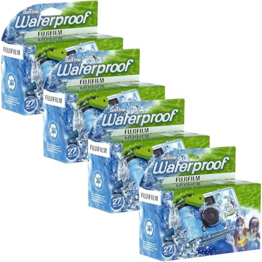 Quick Snap Waterproof 35mm Single Use Camera for outdoor adventures, plastic body, blue/green/white, includes 4 preloaded films
Quick Snap Waterproof 35mm Single Use Camera for outdoor adventures, plastic body, blue/green/white, includes 4 preloaded films