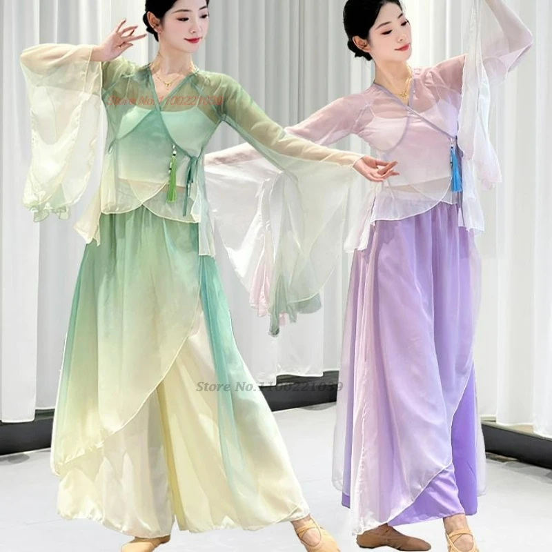 2026 китайское народное платье, танцевальный костюм, традиционное тренировочное платье для выступлений, градиентный цвет, сетчатый топ ханьфу + комплект брюк
2026 китайское народное платье, танцевальный костюм, традиционное тренировочное платье для выступлений, градиентный цвет, сетчатый топ ханьфу + комплект брюк