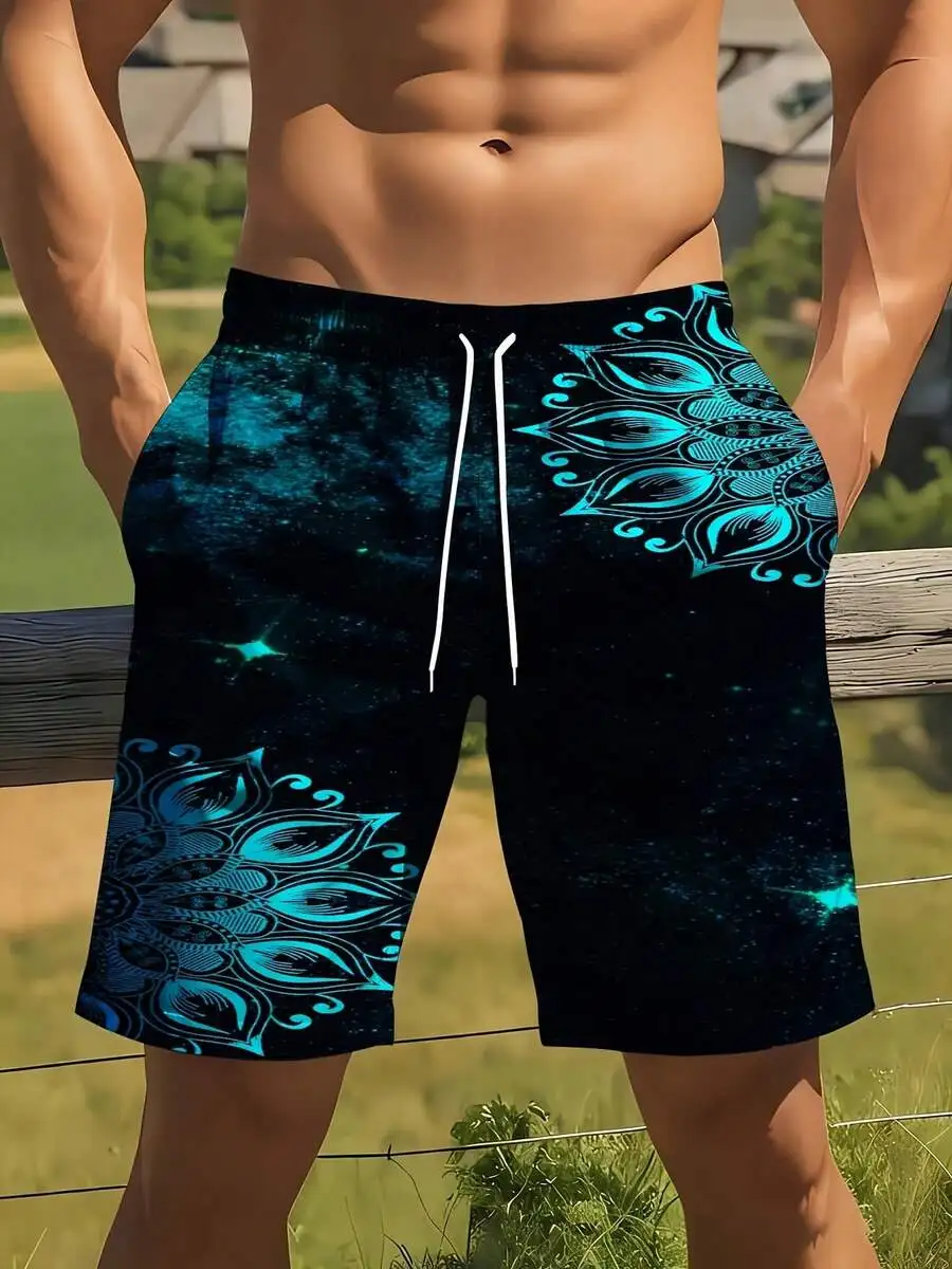 Mens Black Blue Mandala Print Swim Trunks With Drawstring For Beach Summer Outdoor
Mens Black Blue Mandala Print Swim Trunks With Drawstring For Beach Summer Outdoor