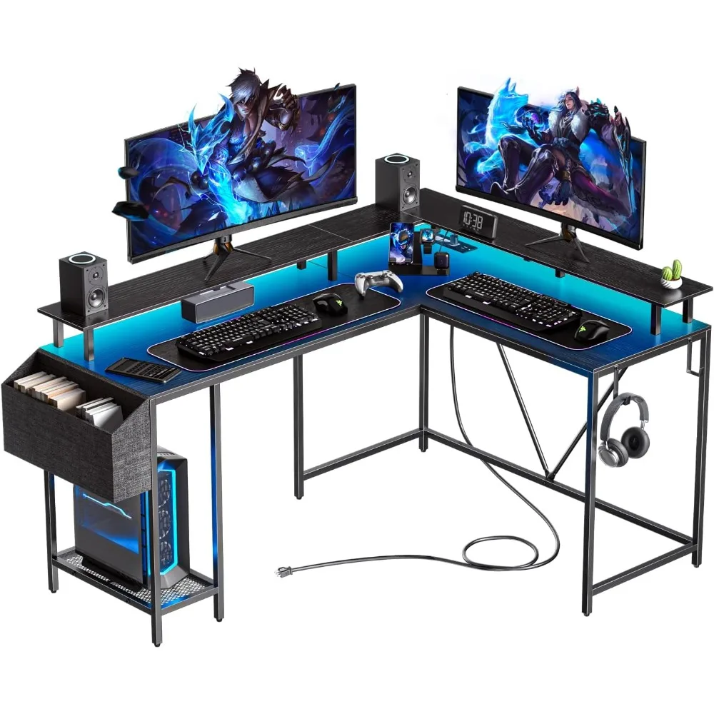 53inch L Shaped Desk,L Shaped Gaming Desk with Power Outlets & LED Lights, Computer Desk with Monitor Stand & Storage Bag, Home
53inch L Shaped Desk,L Shaped Gaming Desk with Power Outlets & LED Lights, Computer Desk with Monitor Stand & Storage Bag, Home