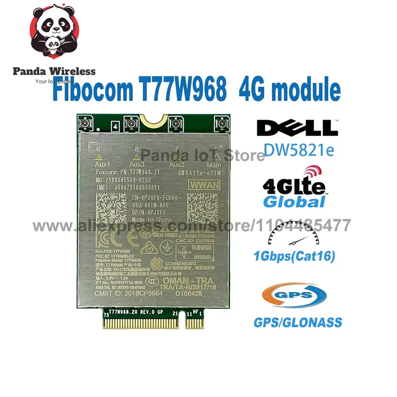 Foxconn T77W968 DW5821e DW5821e-eSIM X20 LTE Cat16 1Gbps FDD-LTE TDD-LTE 4G Module for Dell 5420 5424 7424 7400 Laptop
Foxconn T77W968 DW5821e DW5821e-eSIM X20 LTE Cat16 1Gbps FDD-LTE TDD-LTE 4G Module for Dell 5420 5424 7424 7400 Laptop