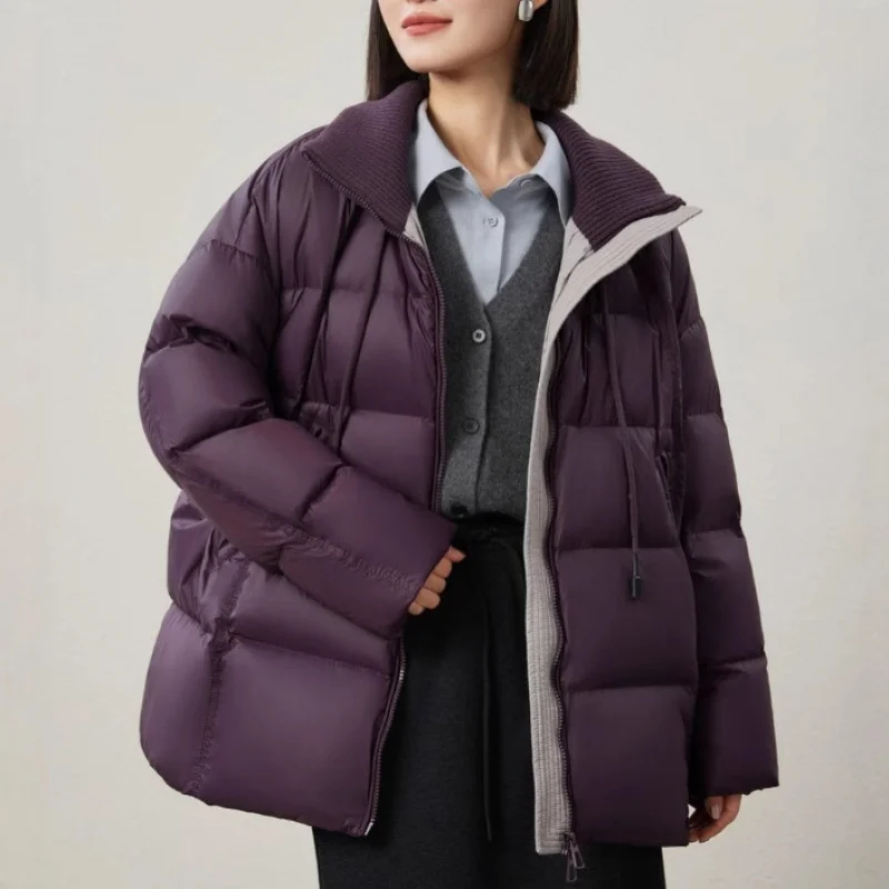G112318~Fashionable Style Drawstring Knitted Rib Stand Collar 90%White Duck down One Hand Long down Jacket Winter New
G112318~Fashionable Style Drawstring Knitted Rib Stand Collar 90%White Duck down One Hand Long down Jacket Winter New