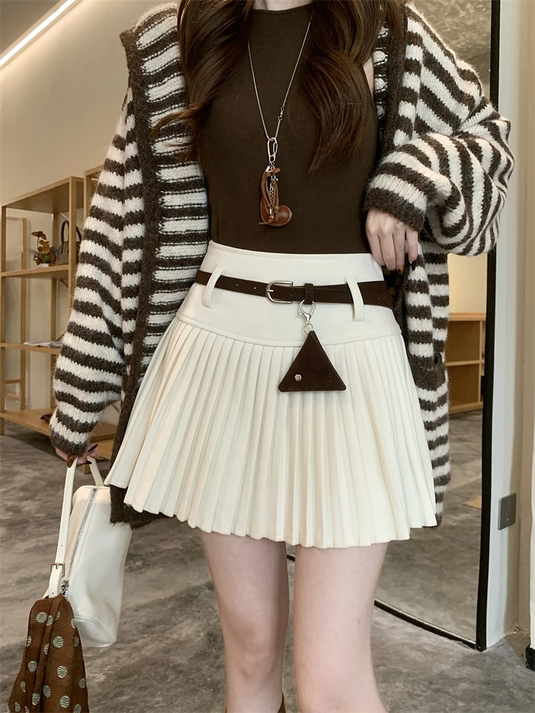 Chic High Waist Woolen Skirt Women's Faionable Pleated A-Line ort Skirts Autumn Season Slimming Trendy f-length
Chic High Waist Woolen Skirt Women's Faionable Pleated A-Line ort Skirts Autumn Season Slimming Trendy f-length