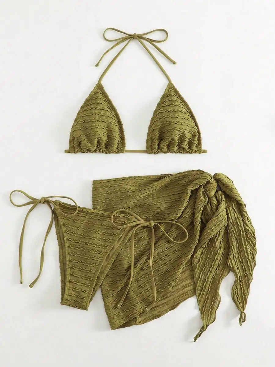 Summer Beach Halter Triangle Bikini Set With Wrap Skirt
Summer Beach Halter Triangle Bikini Set With Wrap Skirt