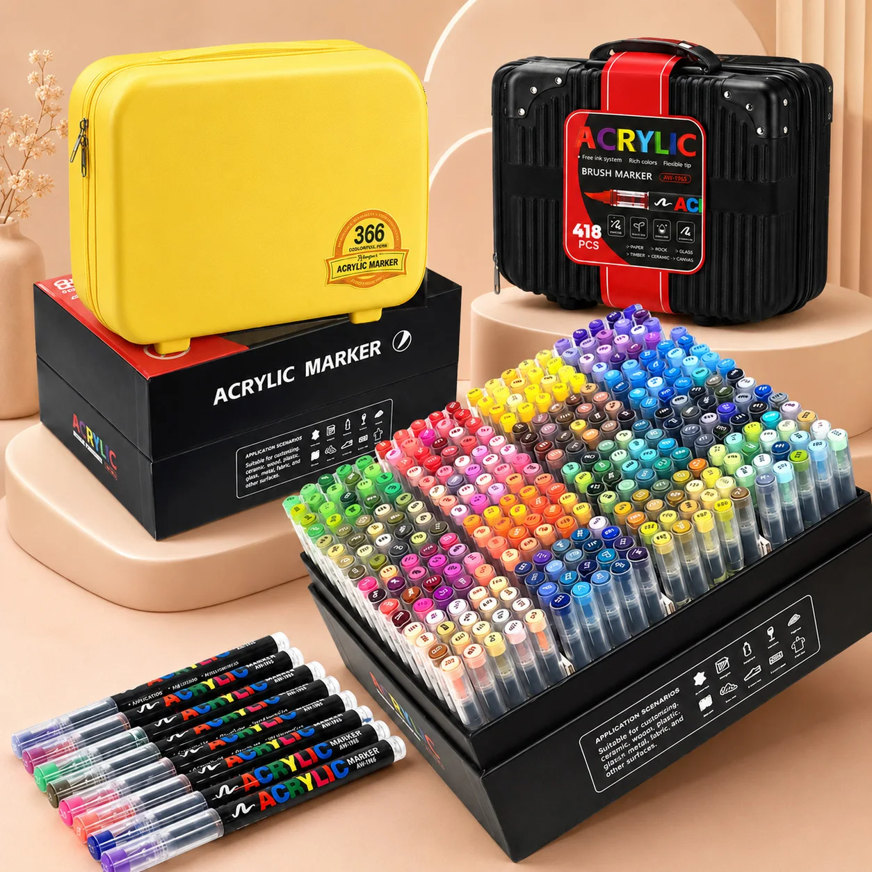 12-418 Colors Acrylic Marker Set Washable Markers with Brush Tip Acrylic Painting Marker for Stone Glass Ceramics Canvas Wood
12-418 Colors Acrylic Marker Set Washable Markers with Brush Tip Acrylic Painting Marker for Stone Glass Ceramics Canvas Wood