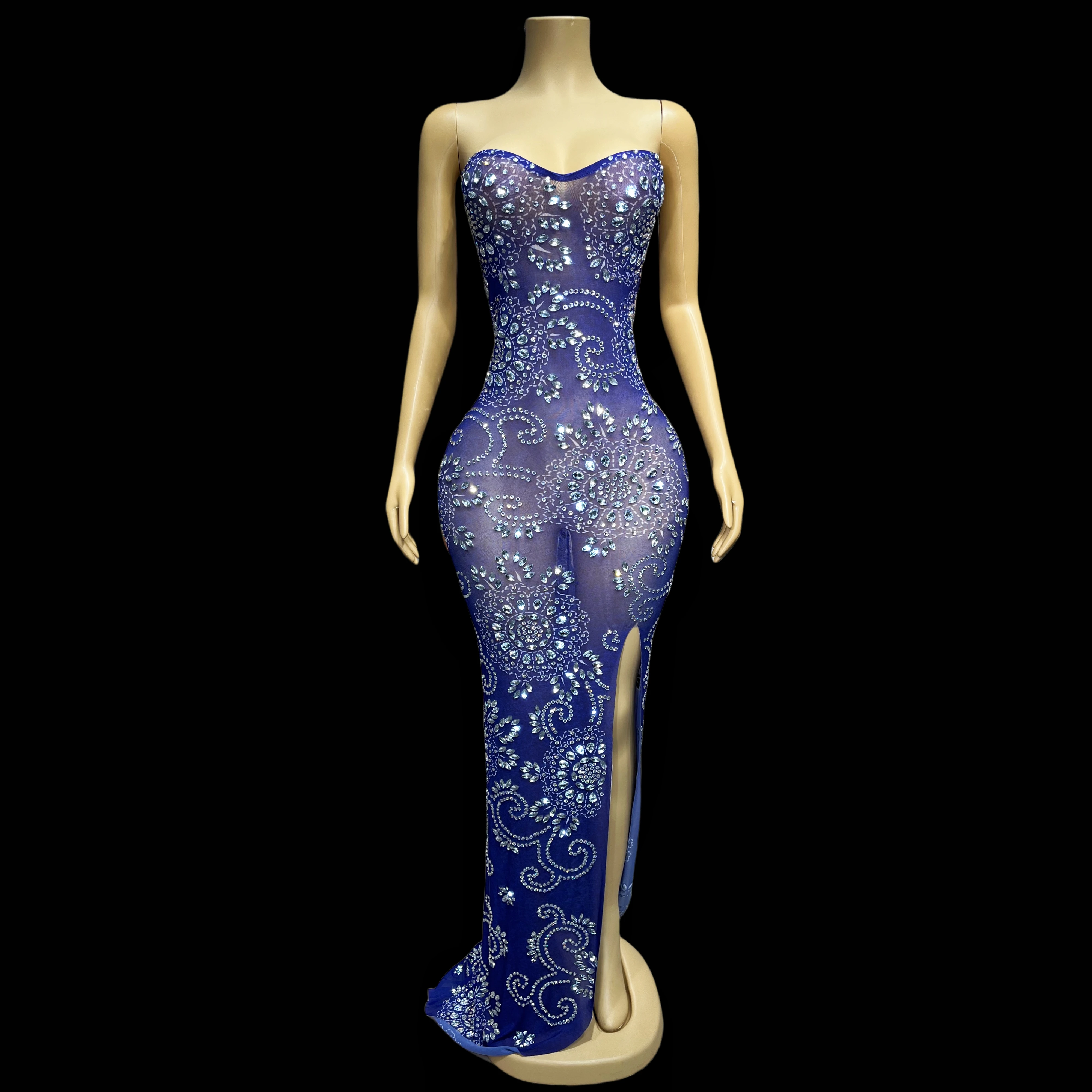 Purple shiny silver rhinestone crystal split maxi dress blue dress birthday celebration sexy costume show jingci
Purple shiny silver rhinestone crystal split maxi dress blue dress birthday celebration sexy costume show jingci