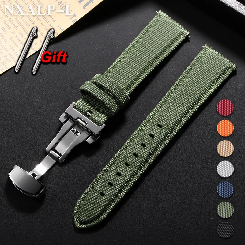 20 мм 22 мм ремешок из парусной ткани с пряжкой-бабочкой, кожаный браслет для Omega для часов Seiko, мужские и женские нейлоновые ремешки для часов, быстросъемные
20 мм 22 мм ремешок из парусной ткани с пряжкой-бабочкой, кожаный браслет для Omega для часов Seiko, мужские и женские нейлоновые ремешки для часов, быстросъемные