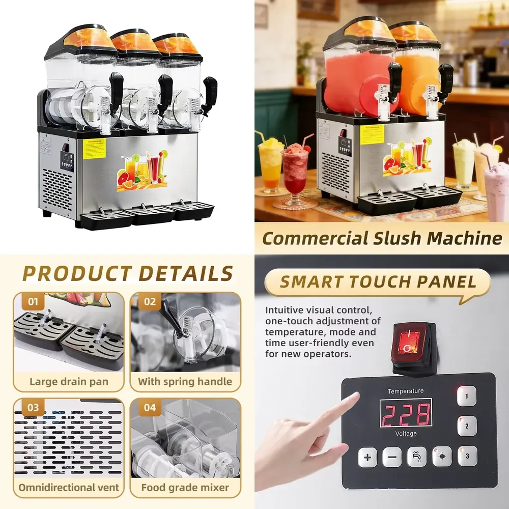 Commercial Slush Machine 12L Double Tank Frozen Drink Snow Melting Machine for Cafe Bar
Commercial Slush Machine 12L Double Tank Frozen Drink Snow Melting Machine for Cafe Bar