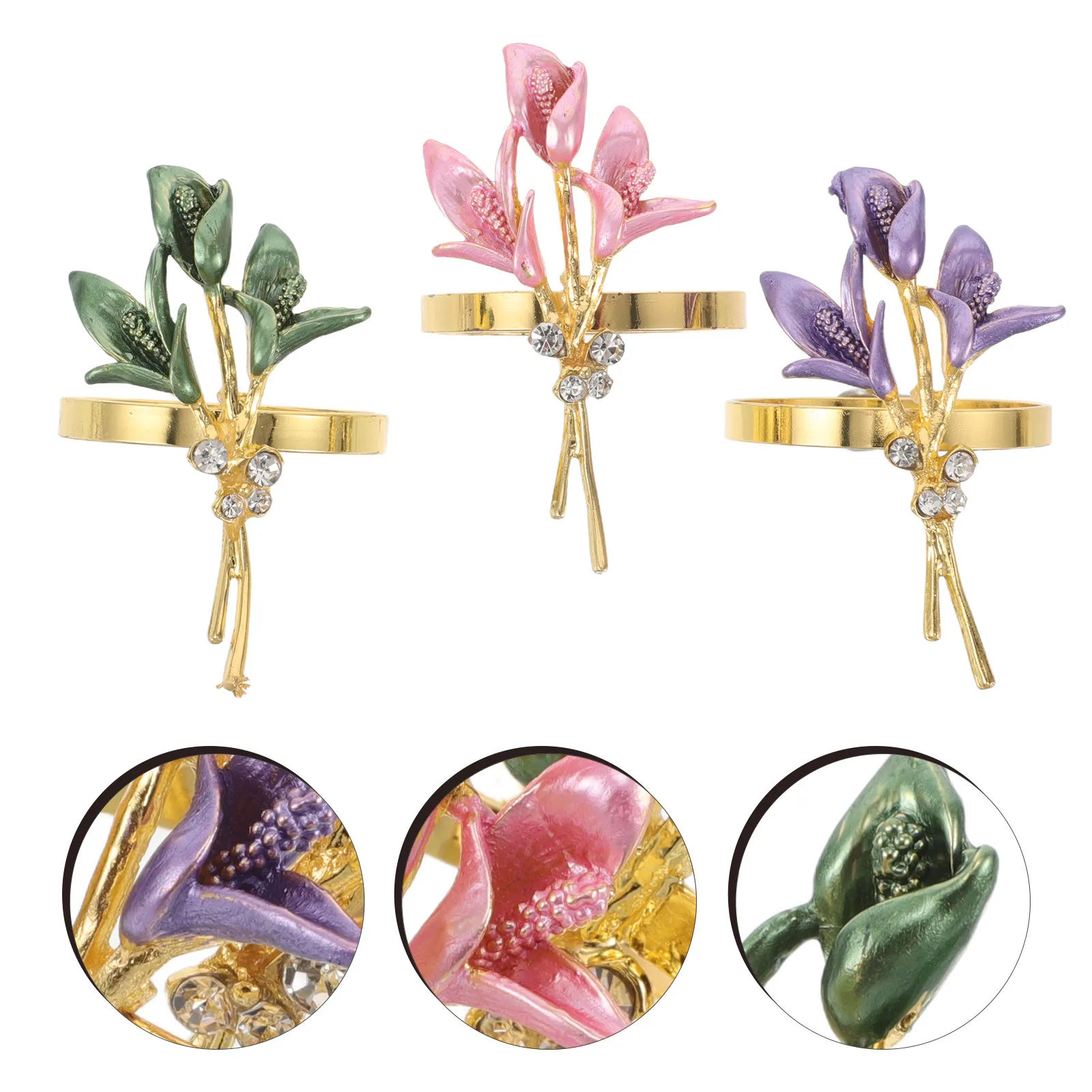 6Pcs Lily Flower Napkin Rings Elegant Rhinestone Dining Table Decor for Wedding Party Holiday Banquet Reusable Serviette Holders
6Pcs Lily Flower Napkin Rings Elegant Rhinestone Dining Table Decor for Wedding Party Holiday Banquet Reusable Serviette Holders