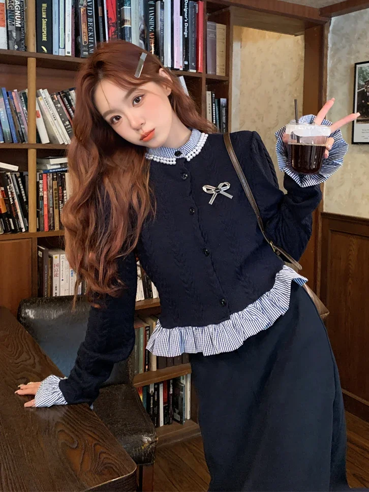 Deeptown Korean Fashion Fake Two Piece Cardigan Women Sweet Coquette Aesthetic Bow Crop Twisted Sweater Long Sleeve Knitted Tops
Deeptown Korean Fashion Fake Two Piece Cardigan Women Sweet Coquette Aesthetic Bow Crop Twisted Sweater Long Sleeve Knitted Tops