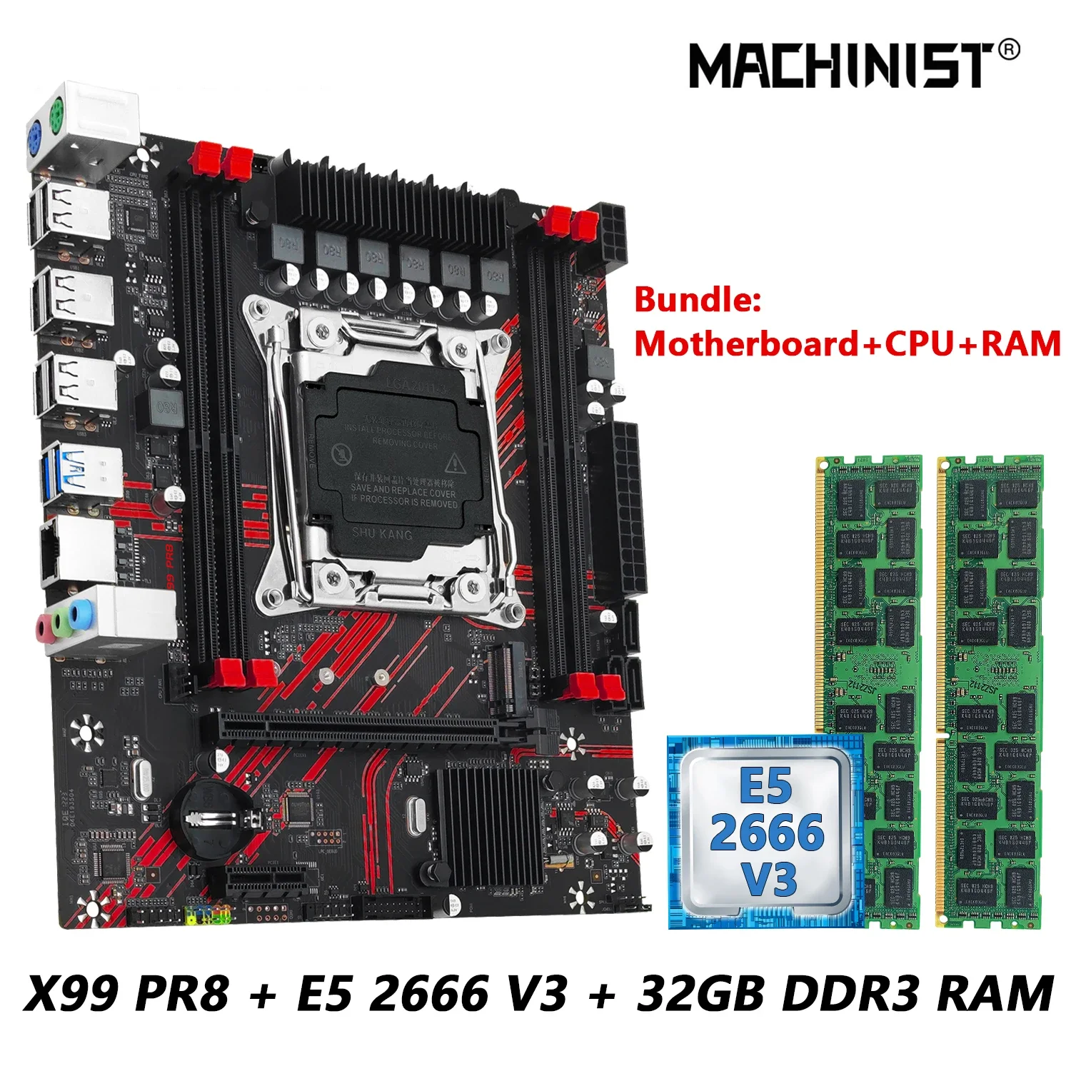 Комплект материнской платы MACHINIST X99 PR8 с процессором Intel LGA2011-3 Xeon E5 2666 V3 и DDR3, 2*16 ГБ оперативной памяти, комбинированная память
Комплект материнской платы MACHINIST X99 PR8 с процессором Intel LGA2011-3 Xeon E5 2666 V3 и DDR3, 2*16 ГБ оперативной памяти, комбинированная память