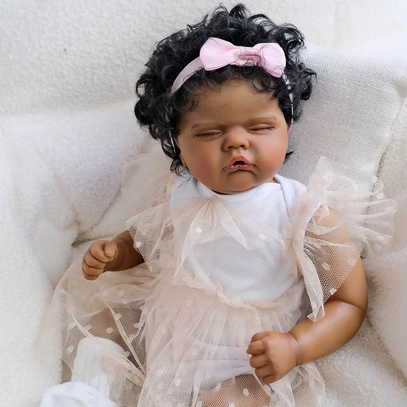 48cm Newborn Doll Quinbee with Hand Root Hair Soft Touch Cuddly Baby Dark Skin Painting 3D Skin
48cm Newborn Doll Quinbee with Hand Root Hair Soft Touch Cuddly Baby Dark Skin Painting 3D Skin