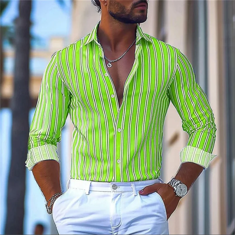 9 Colors Striped Men's Shirt Business Casual Outdoor Top Spring And Autumn Lapel Long-sleeved Shirt Fashion Design Button Shirt
9 Colors Striped Men's Shirt Business Casual Outdoor Top Spring And Autumn Lapel Long-sleeved Shirt Fashion Design Button Shirt