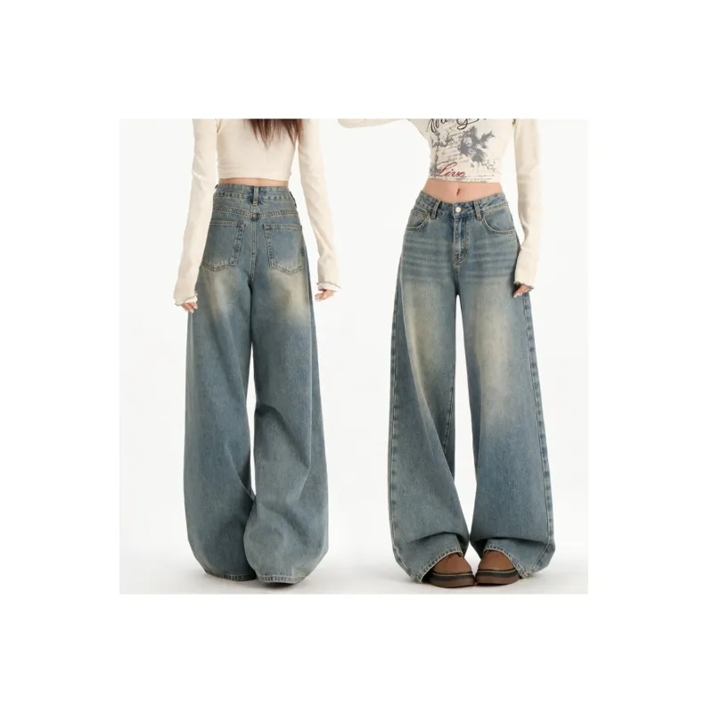 Удобные женские прямые джинсы для отдыха, широкие джинсовые брюки с высокой талией, свободные уличные модные стили в стиле хип-хоп 
Удобные женские прямые джинсы для отдыха, широкие джинсовые брюки с высокой талией, свободные уличные модные стили в стиле хип-хоп