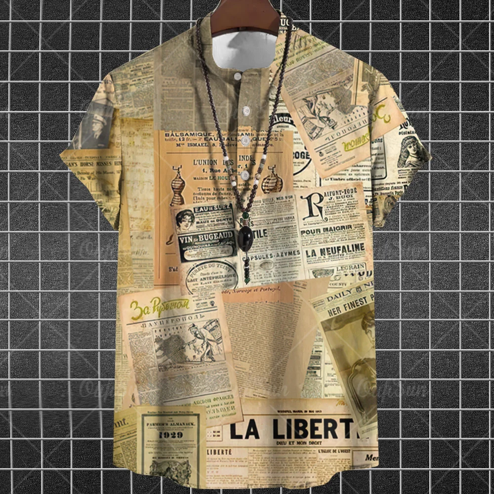 Vintage Shirt Men T-Shirt Short Sleeve Top Newspaper Graphic Clothing Fashion Designer Apparel Streetwear For Men Hawaiian Shirt
Vintage Shirt Men T-Shirt Short Sleeve Top Newspaper Graphic Clothing Fashion Designer Apparel Streetwear For Men Hawaiian Shirt