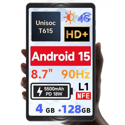 BNCF Bpad Mini SE Tablet da 8,7" Android15 16 GB (4 GB di RAM + 12 GB di RAM virtuale) + 64 GB/128 GB Unisoc T615 8 Core Widevine L1 4G LTE 5500 mAh