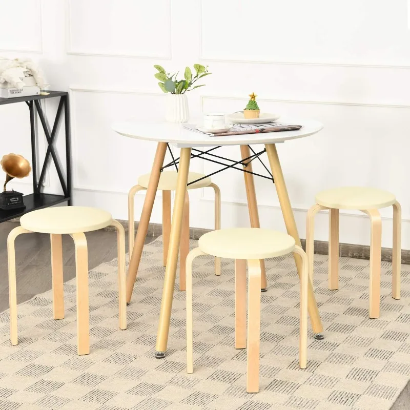 4-Pack Bentwood Stack Stools, 18.5-Inch Portable Stackables with PU Leather Round Top, Non-Slip Foot Mats
4-Pack Bentwood Stack Stools, 18.5-Inch Portable Stackables with PU Leather Round Top, Non-Slip Foot Mats