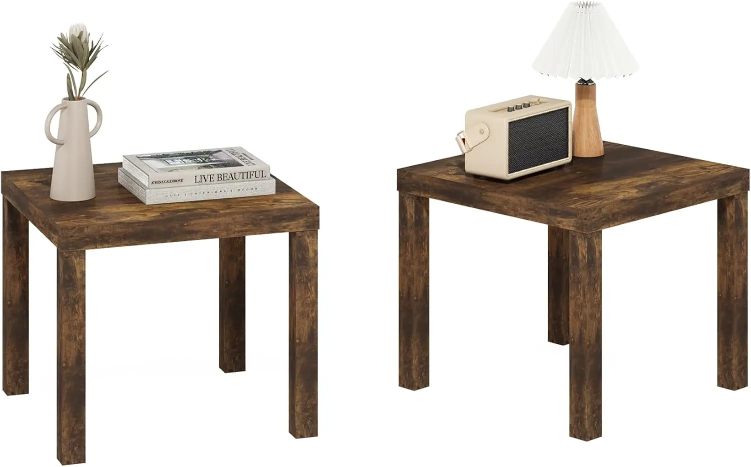 Side Table Set of 2, Square Modern End Table with Thick Tabletop, Night Stand, Bedside Table, Toolless Assembly
Side Table Set of 2, Square Modern End Table with Thick Tabletop, Night Stand, Bedside Table, Toolless Assembly