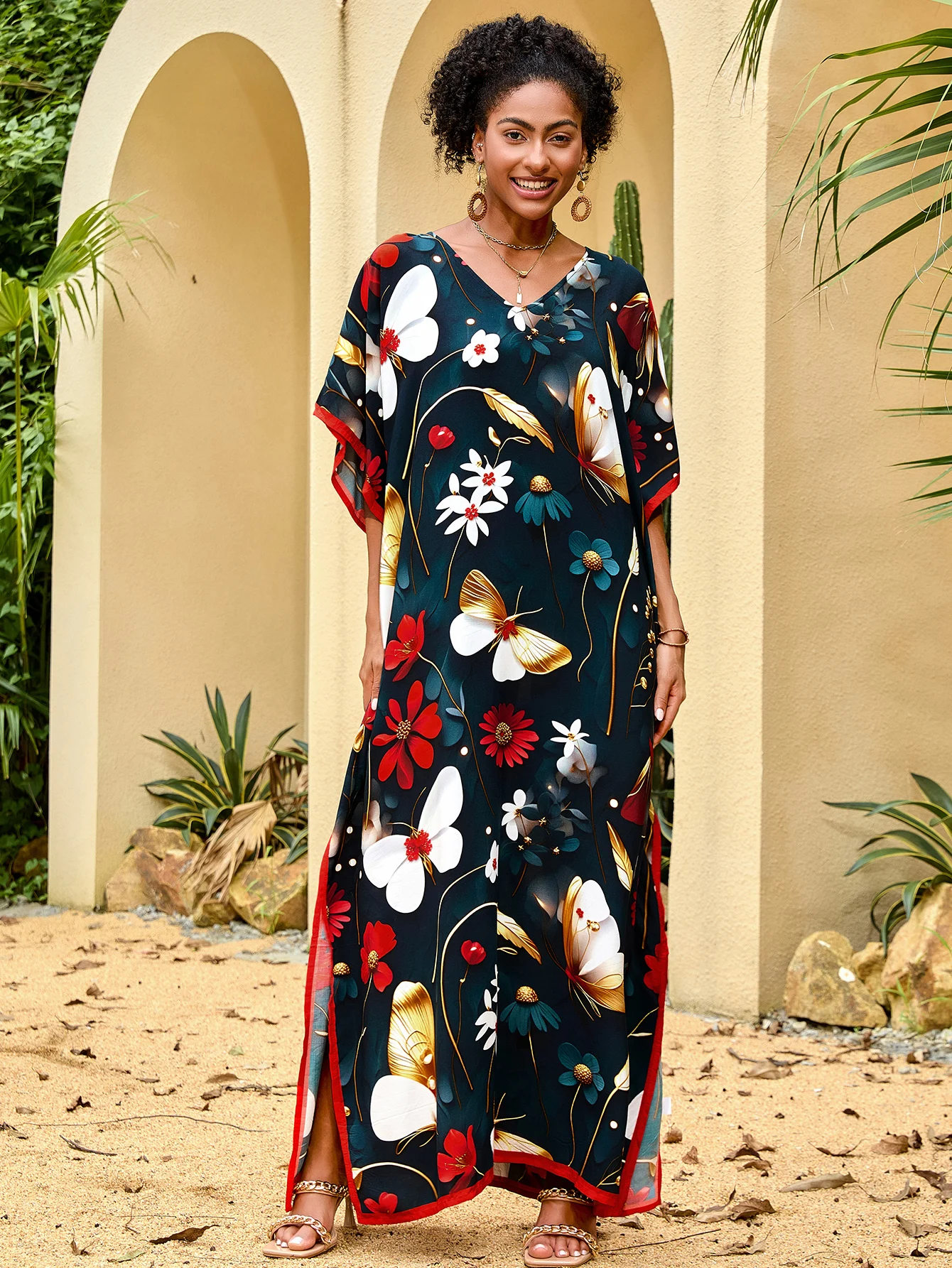 Халат-кафтан с принтом бабочки и v-образным вырезом с боковыми разрезами, накидка для пляжного отдыха, повседневная свободная накидка больших размеров, бикини, купальник, накидки
Халат-кафтан с принтом бабочки и v-образным вырезом с боковыми разрезами, накидка для пляжного отдыха, повседневная свободная накидка больших размеров, бикини, купальник, накидки