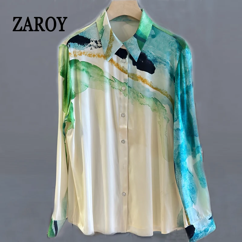 ZAROY Women Satin Shirts Casual Woman Clothing Long Sleeve Lapel Slim Office Lady Blouses Fashion Streetwear חולצה מכופתרת נשים
ZAROY Women Satin Shirts Casual Woman Clothing Long Sleeve Lapel Slim Office Lady Blouses Fashion Streetwear חולצה מכופתרת נשים