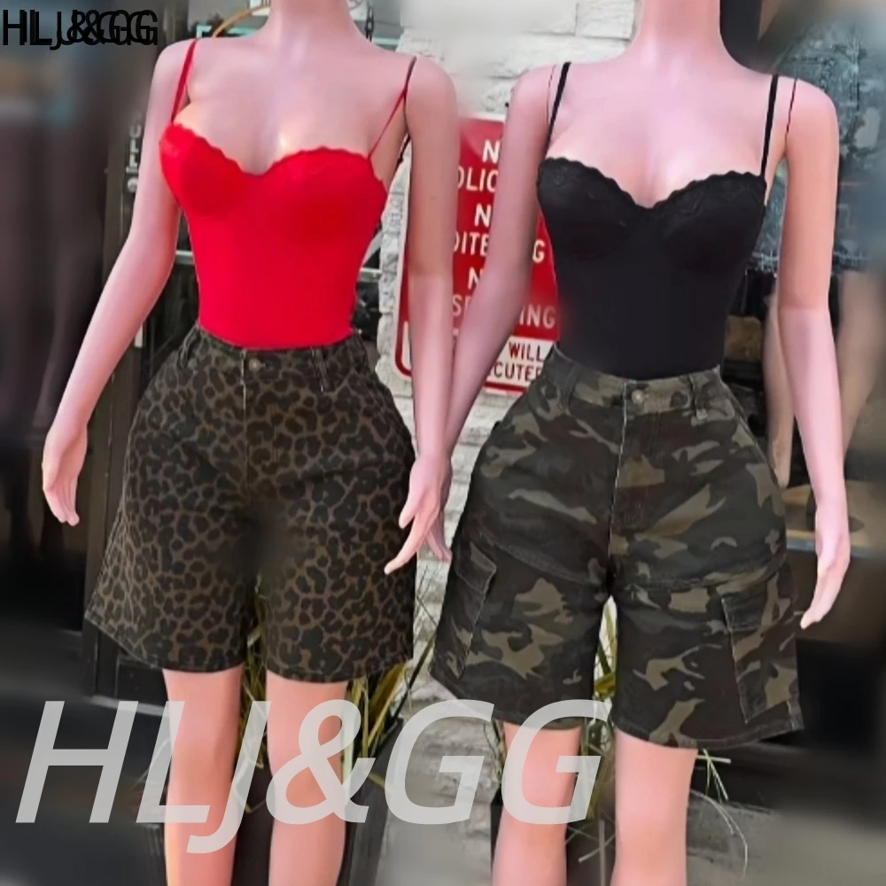 HLJ&GG Fashion Camouflage Cargo Jean Shorts Two Piece Set Women Spaghetti Strap Lace Splicing Bodysuits And Denim Shorts Outfits
HLJ&GG Fashion Camouflage Cargo Jean Shorts Two Piece Set Women Spaghetti Strap Lace Splicing Bodysuits And Denim Shorts Outfits