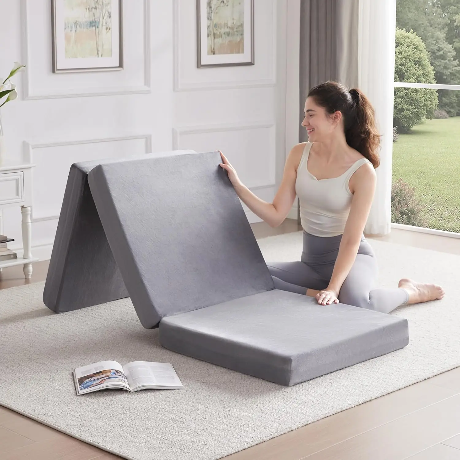 Foldable Mattr Single, 4 H Portable Folding Mattress, Foam Trifold Mattresses Topper, Breathable And Soft Washable Velvet Cover
Foldable Mattr Single, 4 H Portable Folding Mattress, Foam Trifold Mattresses Topper, Breathable And Soft Washable Velvet Cover