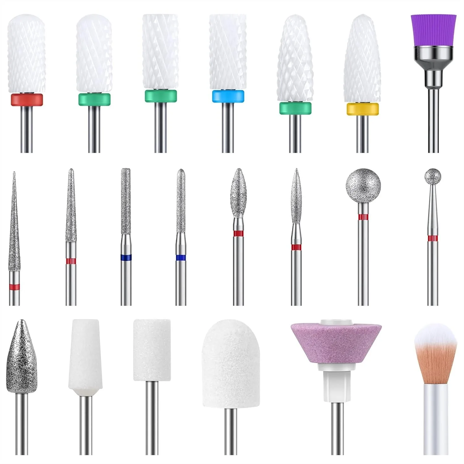 21pcs Nail Drill Bit Set with Ceramic Diamond Carbide Bits for Acrylic Gel Nails, Cuticle Remover, Manicure Pedicure Tool Kit
21pcs Nail Drill Bit Set with Ceramic Diamond Carbide Bits for Acrylic Gel Nails, Cuticle Remover, Manicure Pedicure Tool Kit