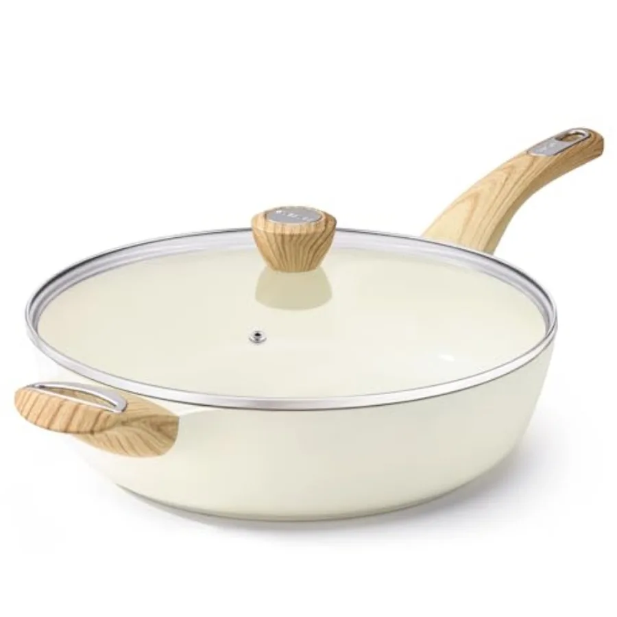 Ceramic Nonstick Frying Pan Skillet with Lid, 12 Inch Large Deep Frying Pan, 5 Qt Saute Pan, Induction Pan, Healthy Non Toxic C
Ceramic Nonstick Frying Pan Skillet with Lid, 12 Inch Large Deep Frying Pan, 5 Qt Saute Pan, Induction Pan, Healthy Non Toxic C