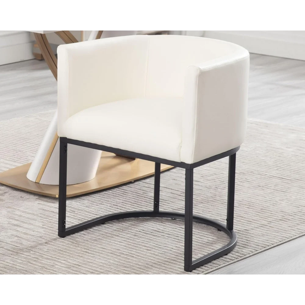 Faux Leather Upholstered Dining Chair with Barrel Back, Modern Padded Restaurant Chair with Black Metal Frame for Kitchen
Faux Leather Upholstered Dining Chair with Barrel Back, Modern Padded Restaurant Chair with Black Metal Frame for Kitchen