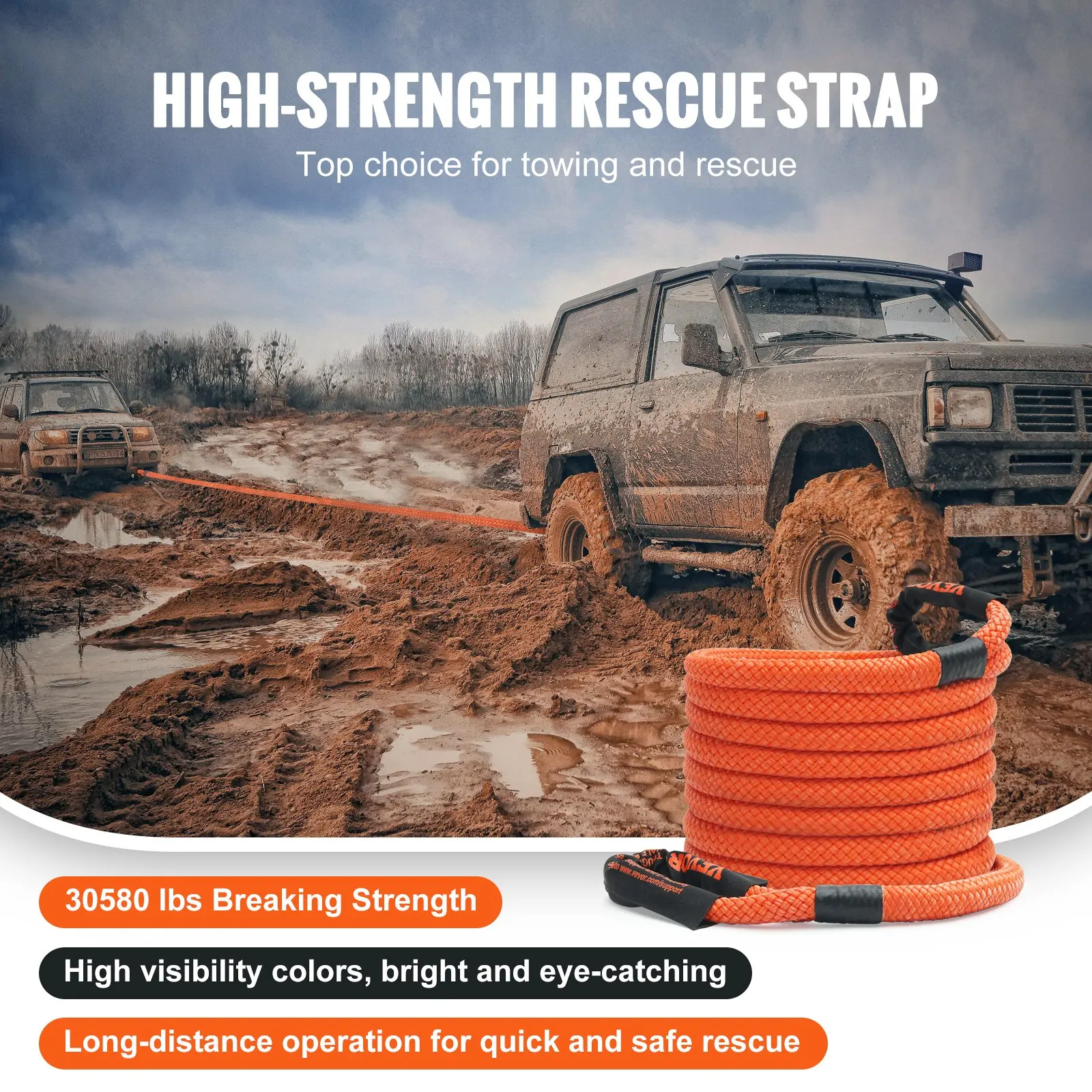 7/8" X 30' Kinetic Recovery Tow Rope 30,580lbs, Heavy-Duty Off Road Snatch Strap With 2 Soft Shackles (41750lbs) Extreme Duty 30% Elasticity Energy Snatch Strap Jeep Car Truck ATV Tractor
7/8" X 30' Kinetic Recovery Tow Rope 30,580lbs, Heavy-Duty Off Road Snatch Strap With 2 Soft Shackles (41750lbs) Extreme Duty 30% Elasticity Energy Snatch Strap Jeep Car Truck ATV Tractor