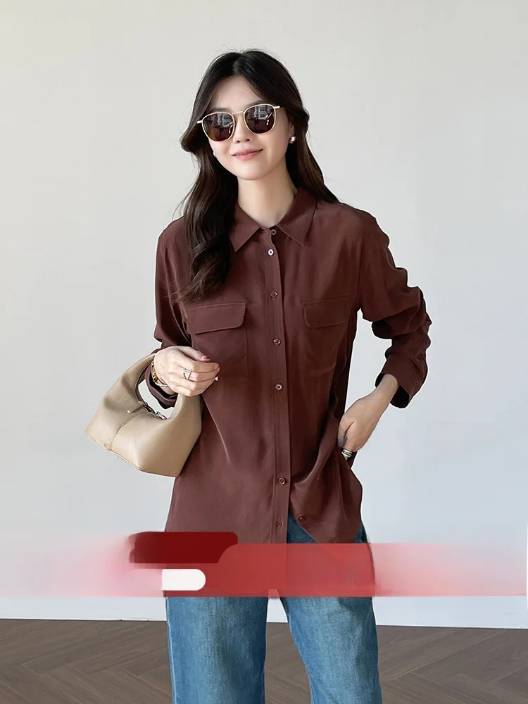 Korean Fashion Silk Long Sleeve Shirt Women's Wine Red Washed Shirt Autumn New Style Commute Elegant Top Women's Clothing
Korean Fashion Silk Long Sleeve Shirt Women's Wine Red Washed Shirt Autumn New Style Commute Elegant Top Women's Clothing
