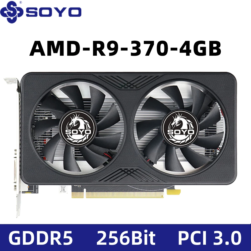 Видеокарты SOYO R9 370 4G DDR5 256-битная совместимость HDMI + DP + DVI для настольных игровых компьютерных компонентов Видеокарта с графическим процессором
Видеокарты SOYO R9 370 4G DDR5 256-битная совместимость HDMI + DP + DVI для настольных игровых компьютерных компонентов Видеокарта с графическим процессором
