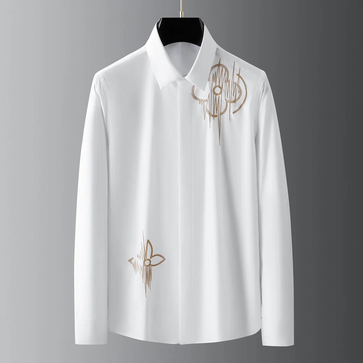 Spring trendy pattern exquisite embroidery men's long sleeved shirt casual men's clothing
Spring trendy pattern exquisite embroidery men's long sleeved shirt casual men's clothing